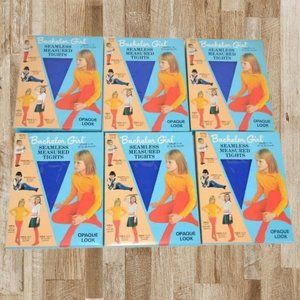 Vtg Deadstock 1970's Bachelor Girl Lot of 6 Seamless Tights, Royal Blue NOS